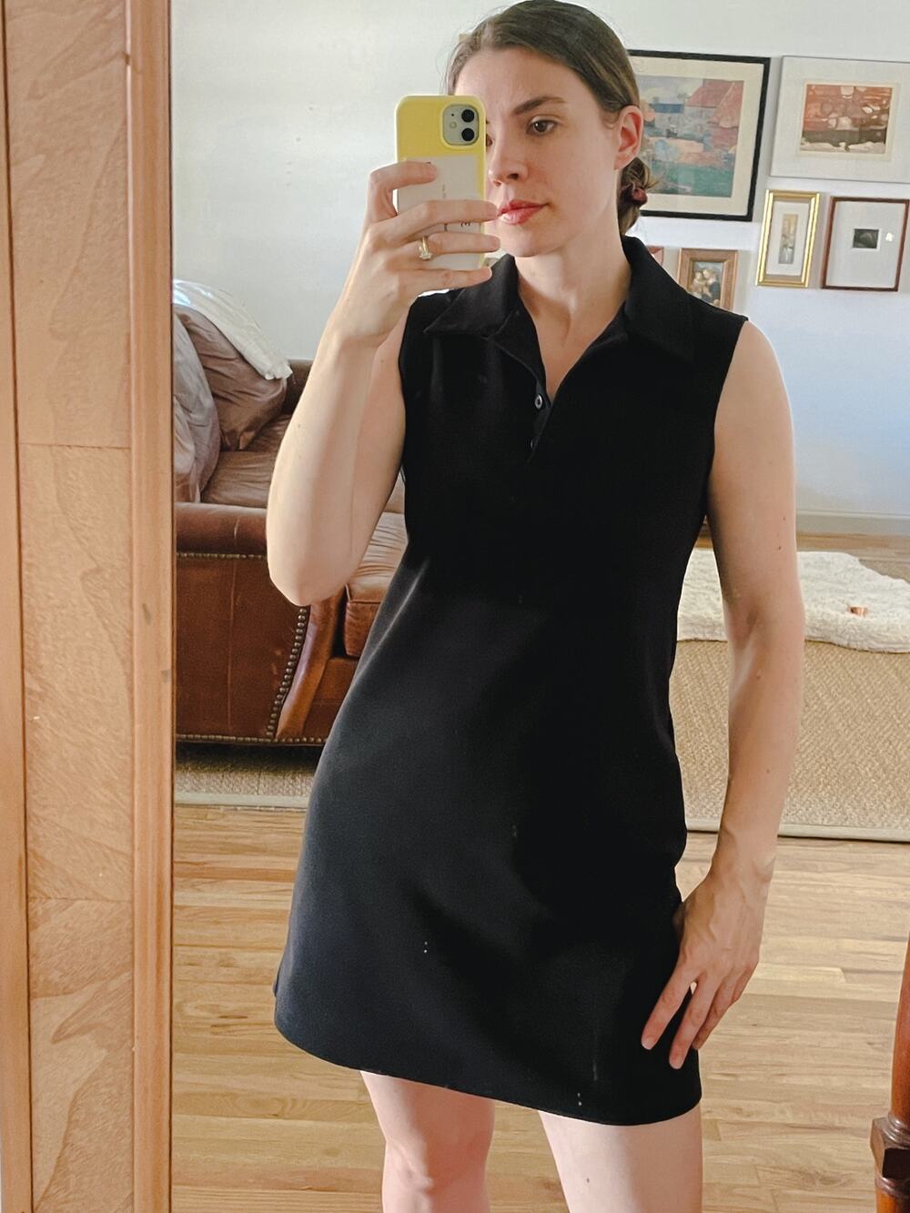 Vintage Black 90s Collared Tank Dress Size Medium